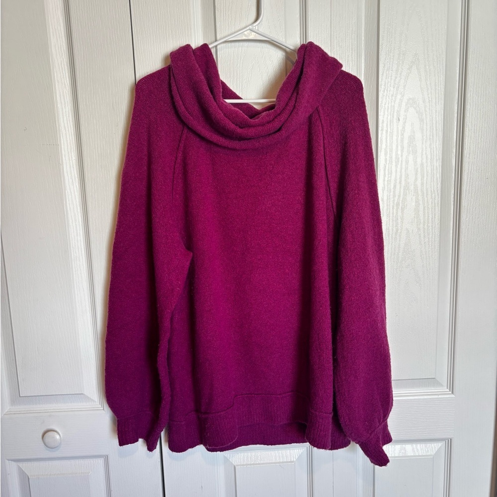 Free People Magenta Cowl Neck Sweater Size Large